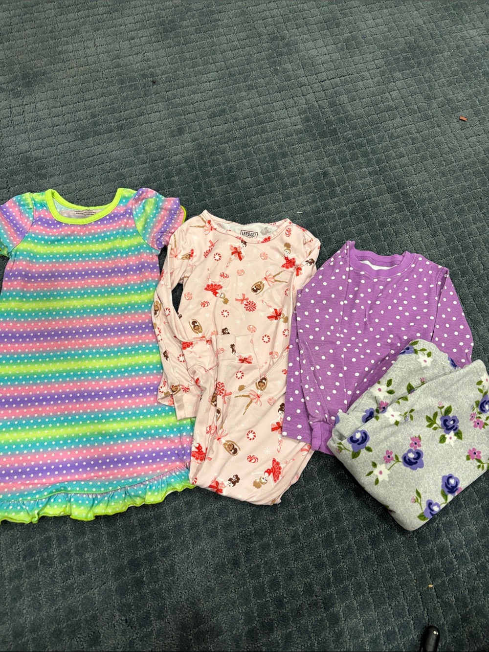 Kids Rainbow Stripe Nightgown & Purple Pajama Set - Soft Sleepwear